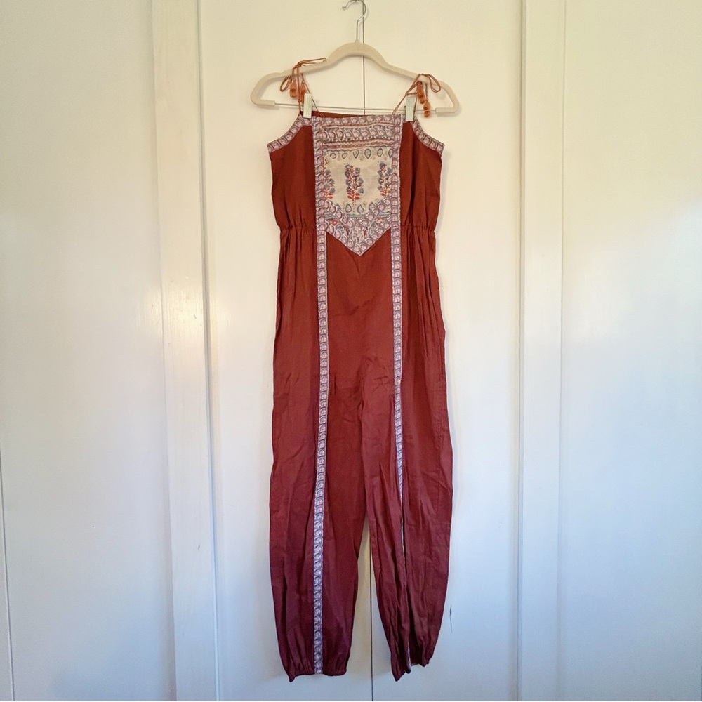 Ulla Johnson Floral Cotton Gauze Tie Shoulder Jumpsuit